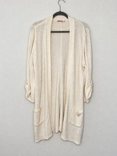 Johnny Was Ivory Open Knit Long Duster Cardigan Pockets Size L picture