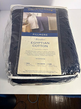 Vintage Charter Club Fillmore King Egyptian Cotton Blanket Navy Blue picture