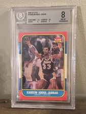 1986 Fleer Premier Basketball Card 1 Kareem Abdul Jabbar Lakers BGS 8 NM-MT SUBS picture