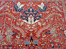 Auth:  Antique Serapi Heriz Rug     DRAGON     Mystical ART      Tomato  9x12 NR picture