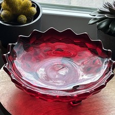 VINTAGE FOSTORIA RED AMERICAN GLASS 3 FOOTED 6-3/4