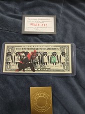 DeathNYC LTD ED Signed Art  DOLLAR bill $1 Bank Note Spiderman Monkey COA 26/100 picture