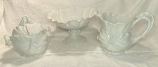 Royal Tettau Anemone White Porcelain 3 Pc Set: Pitcher/Pedestal Bowl/Sugar Bowl picture