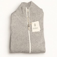 Brunello Cucinelli Full 2x Zip Cashmere Sweater Men Size 50 Medium Cardigan Grey picture
