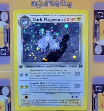 Pokemon Dark Magneton Team Rocket 1st Edition Holo Rare 11/82 Holo Swirl HP DMG picture