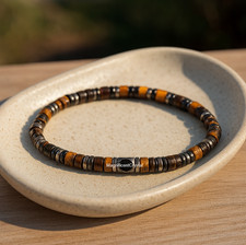 Men's Tiger Eye Hematite Bracelet Healing Energy Jewelry Strength Grounding Gift picture