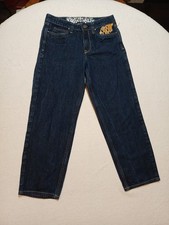 Ninth Hall Ambush Dragon Embroidered Baggy Wide Leg Jeans Raw Indigo Men Size 26 picture
