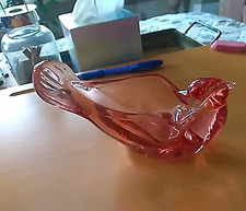 Vintage Fenton Pink Glass Bird votive/trinket Decorative Art Glass Bird picture