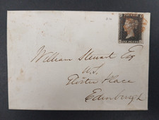 GB  1840 1d Black 4 margin on cover to Edinburgh Red MX picture