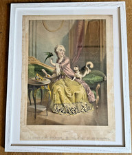 Antique French Hand-Colored Lithograph “Le Droit d’Intervention” c.1850 picture