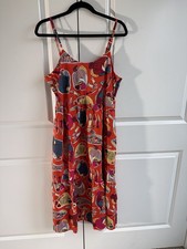 Patagonia Tidal Threads Dress Women’s Medium Orange Tropical Midi Sundress #478 picture