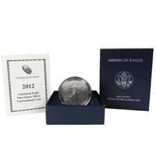 2012-W Burnished $1 American Silver Eagle Box, OGP & COA picture