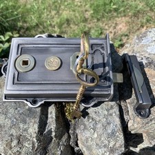 HEAVY SOLID CAST Iron vintage door key lock rim lock old Victorian style (142) picture