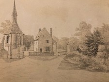 19th Century 1830 Pencil Drawing Savoy Mountain Village to Identify Antique Art picture