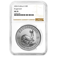 2026 South Africa Silver Krugerrand 1 oz NGC MS70 Brown Label picture