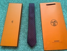 Hermès Paris H Maillon Burgundy Micro H 100% Silk Tie W/Box NWT SLIM picture