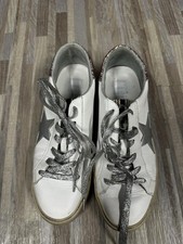 Shu Shop Size 9 White Silver Star Glitter Low Top Casual Comfort Sneakers picture
