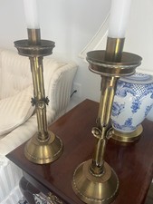 Vtg Heavy Solid Brass Altar Candlesticks 20