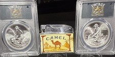 Two 1984 Engelhard Prospector Silver Rounds And A Vintage Camel Lighter🔥 picture