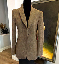 Armani Collezioni Women’s Brown Herringbone Wool Lined Button Blazer 6 picture