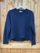 Everlane The Boxy Sweater in Everyday Cotton Navy Organic Knit Size S picture