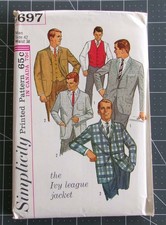 IVY LEAGUE Suit Jacket Pattern UNCUT Vintage 1960s Simplicity 5697 Mad Men SZ 42 picture