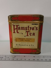 Antique Vintage Tin Litho Hamstra's Tea Advertising Canister Tin picture