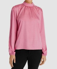 NEW $189 Wayf Women Pink Long-Sleeve Button Kora Casual Blouse Shirt Top Size XS picture