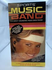 Vintage 1980s Sports Music Band Headset Sweatband Retro Running White NIB picture
