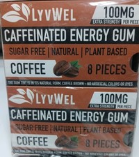 LyvWel Caffeinated Energy Gum - Coffee Flavor - 12 Packs 8 Pieces Per Pack - New picture