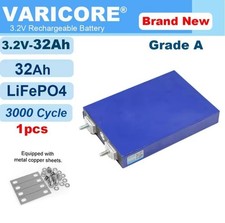 1 Pcs 3.2V 32Ah LiFePO4 Battery For 4S 12.8V Pack 3C/5C to Solar Power or EV Use picture