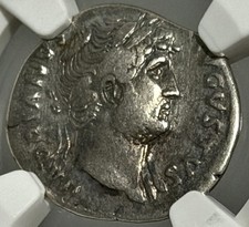 Hadrian AR Denarius AD 117-138 Minerva NGC VF picture