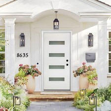 36x 80in Fiberglass Exterior Door, Woodgrain Primed KD Door with Brickmould picture