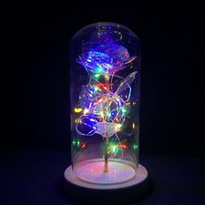crystal Galaxy rose in the glass dome 20 led lights gift for girlfriend mom wife picture