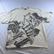 Vintage 2006 DC Comics Batman Robin AOP T-Shirt Hanes Beefy-T Cream Mens 2XL picture