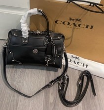 coach Rhyder Satchel Bag 24 CFN69 LHBLK Black Glazed Leather picture