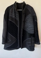 Vintage Koos Van Den Akker Women’s Patchwork Art To Wear Coat Medium M Black picture