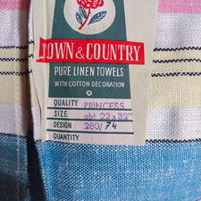Town & Country Princess Striped Linen Multicolor Tea Towels Set of 3 22