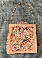 Vintage Jolles Austria Petit Point Needlepoint Tapestry Floral Handbag Purse picture
