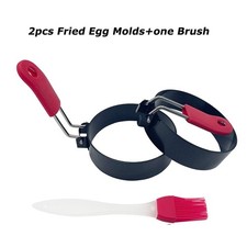 2Pcs Fried Egg Molds 3in Round Scald Proof Omelette Rings with one Brush picture