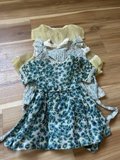 Lot of 3 Vintage Baby Doll Dresses Yellow Organdy, Blue Floral, Green Floral picture