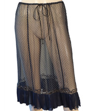 Vtg MOSCHINO COUTURE Sheer Polka Dot Skirt Ruffle Lace Adjustable Waist One Size picture