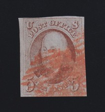 US Stamp Scott #1 1847 5c Franklin Used **VF/XF Centering** Excellent Margins picture