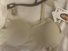 NWT Joyspun Wirefree Bralette Bonded Bra V Neck Mesh Trim - Adobe Tan - L - Rare picture