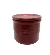 Longaberger Pottery Woven Traditions Paprika Color Pint Salt Crock With Lid picture