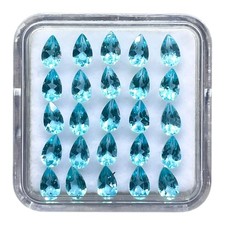 25 Pcs Natural Apatite 5x3mm Pear Cut Neon Blue Untreated Loose Gemstones Lot picture