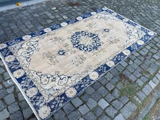 Bohemian Area Rug Handmade Wool Rug Turkish Vintage Traditional Rug 4,4 x 8,2 ft picture