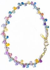 $2500 14k Natural AAA Multi Color Sapphire Briolette Bracelet in Pastel picture