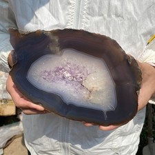 1.6lb Natural agate amethyst geode quartz crystal rough slice Mineral specimens picture