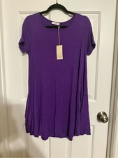 NWT Corner Clothing Purple Swing T-Shirt Dress Medium Tailgate Halloween Costume picture